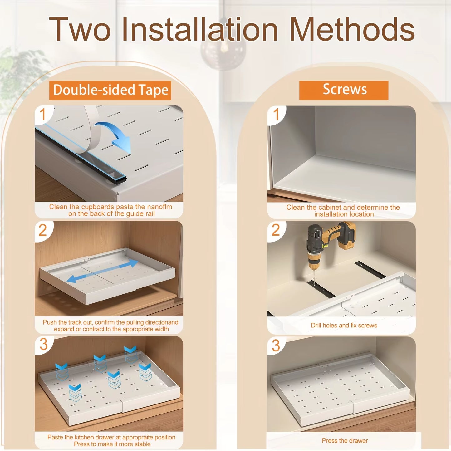 Pull Out Cabinet Organizer – Slide Out Drawers for Kitchen/Pantry