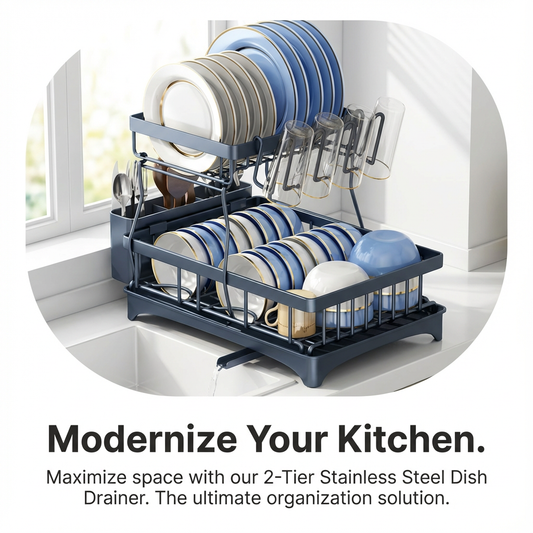 2-Tier Stainless Steel Dish Drainer