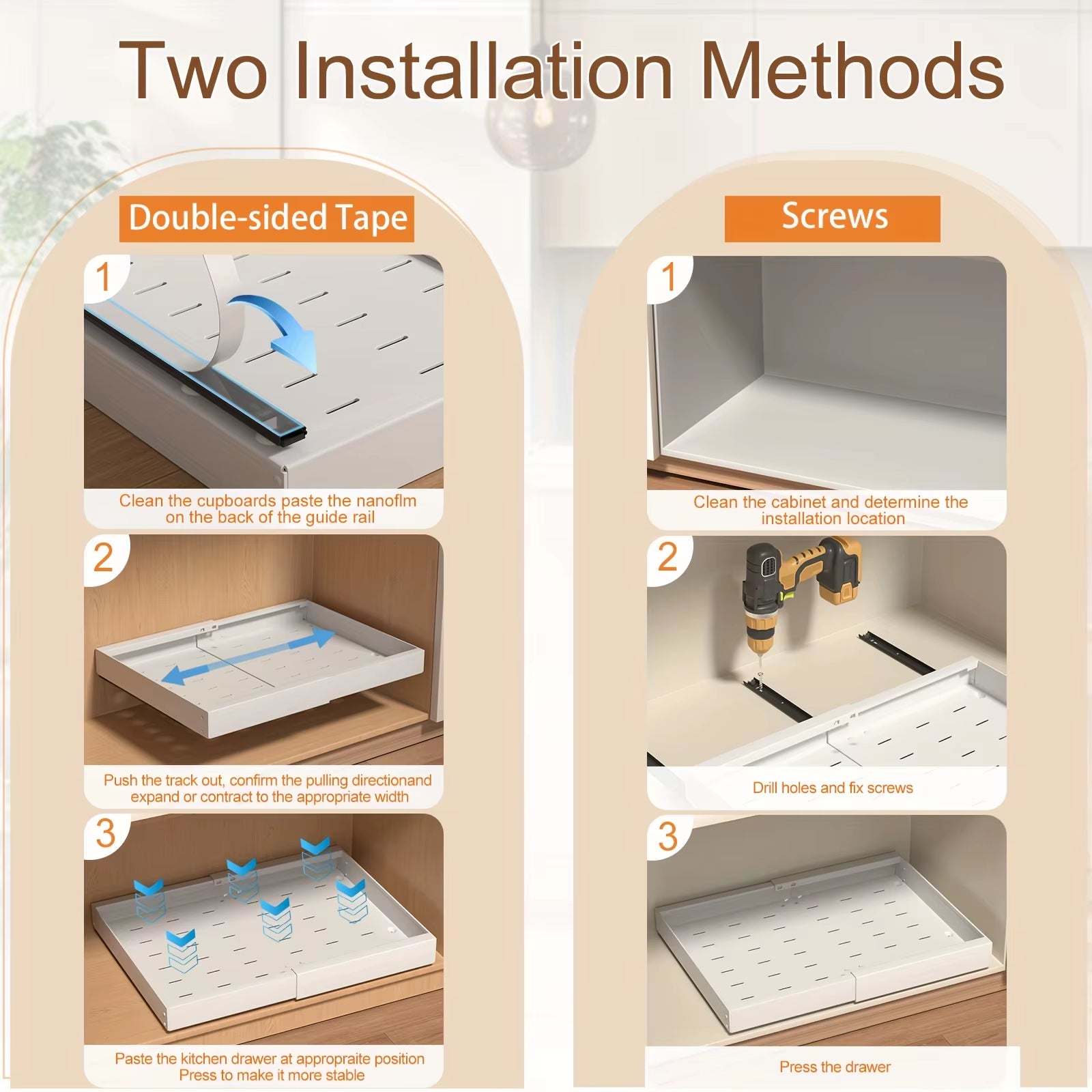 Pull Out Cabinet Organizer – Slide Out Drawers for Kitchen/Pantry