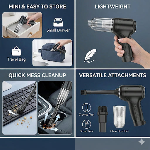 Mini Handheld Vacuum - Cordless, Powerful & Portable