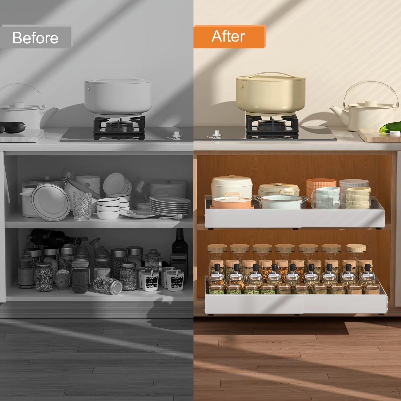 Pull Out Cabinet Organizer – Slide Out Drawers for Kitchen/Pantry